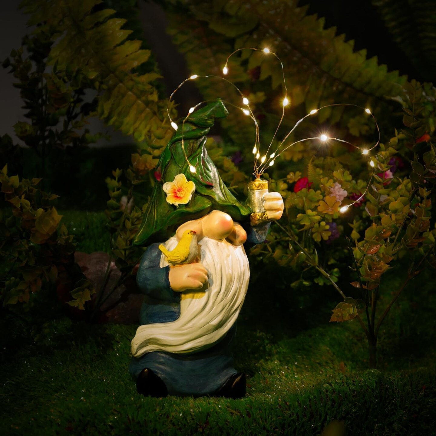 Gnomes Garden Statues with Firework Solar Light Garden Decor for Outside, Outdoor Decor, Gnome Decor Garden Art Outdoor Statues Patio Decor Lawn Yard Art, Garden Gifts Naughty Funny Gnomes