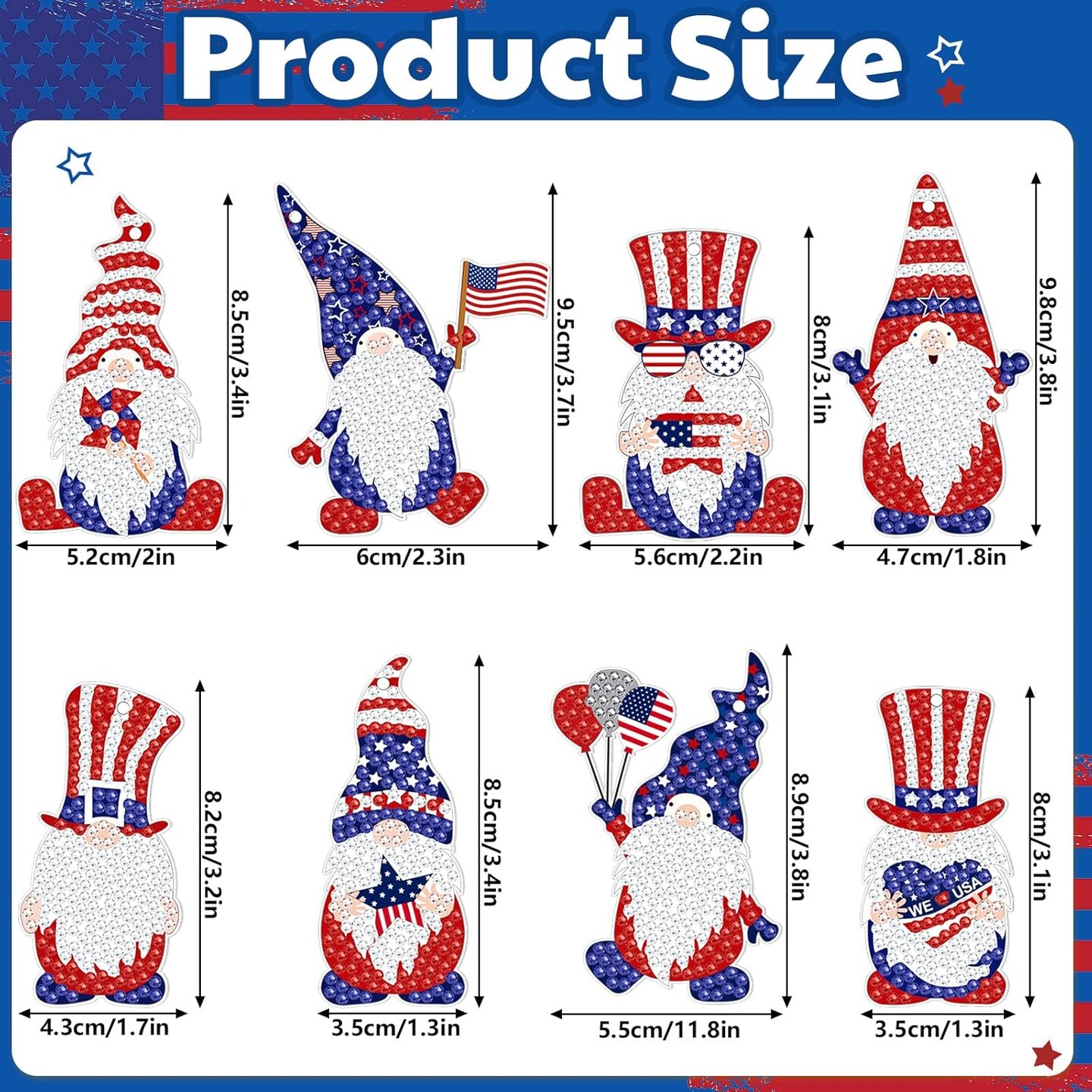 24 Pcs 4th of July Diamond Art