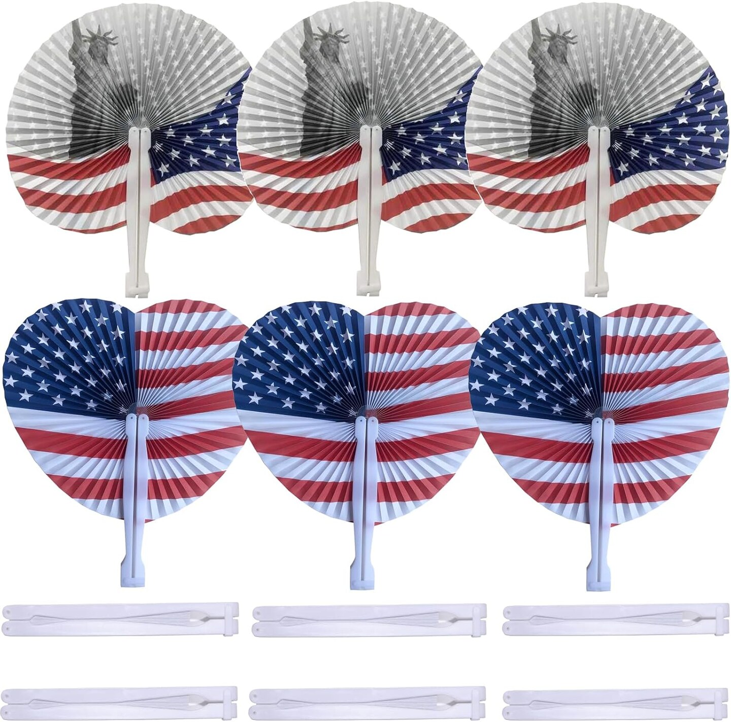 20 Pack Stars &#x26; Stripes Paper Fans Bulk July