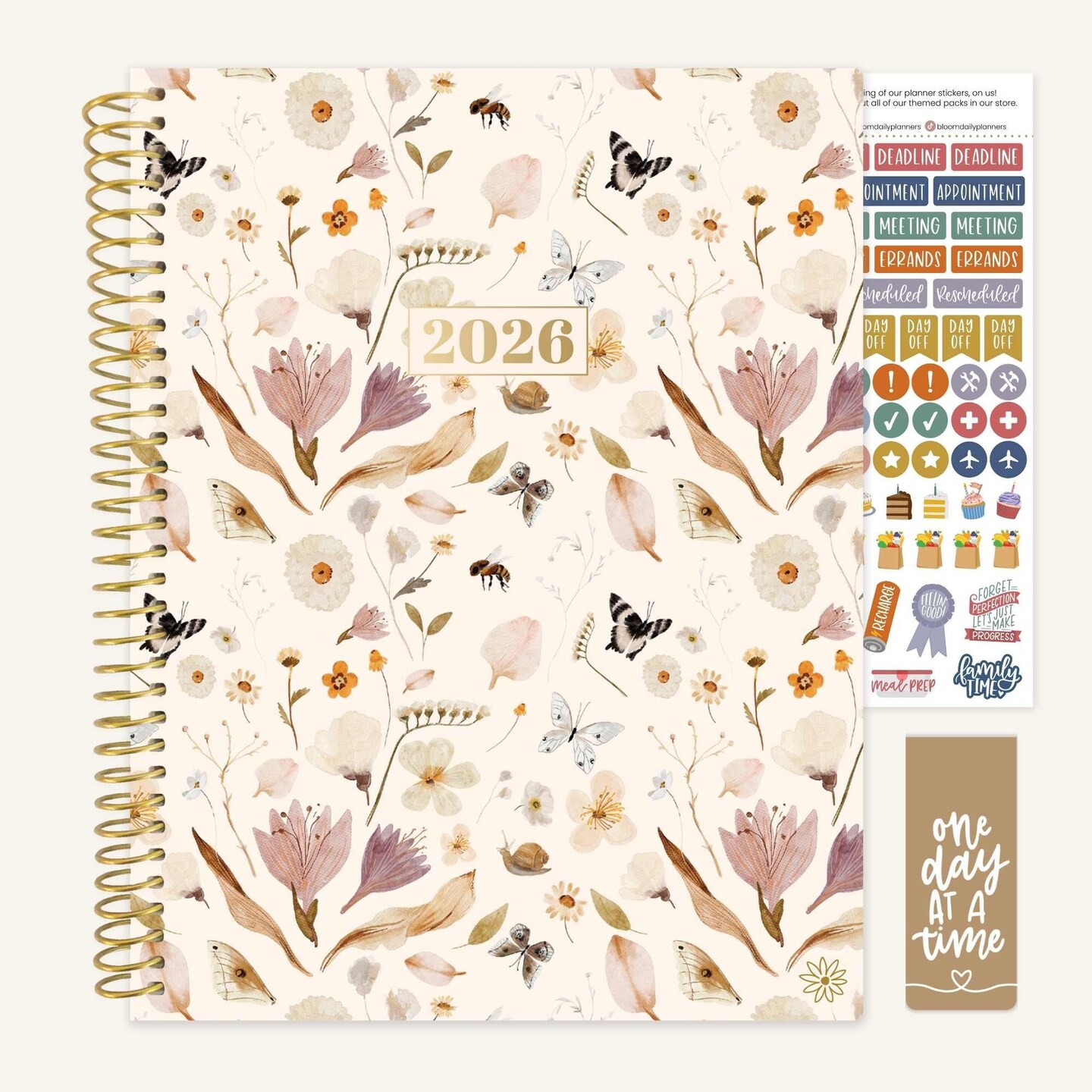 bloom daily planners 2026 Soft Cover Weekly & Monthly Planner, 8.5" x 11", Butterfly Garden
