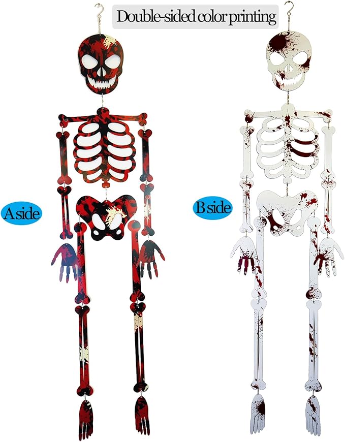 Halloween Decorations Outdoor &#x26; Indoor Statues 49.6&#x27;&#x27;Large Halloween Skeleton Decor 4.1ft Stainless Steel Scary Skeleton Halloween Decorations for Outside Yard Garden Lawn Party