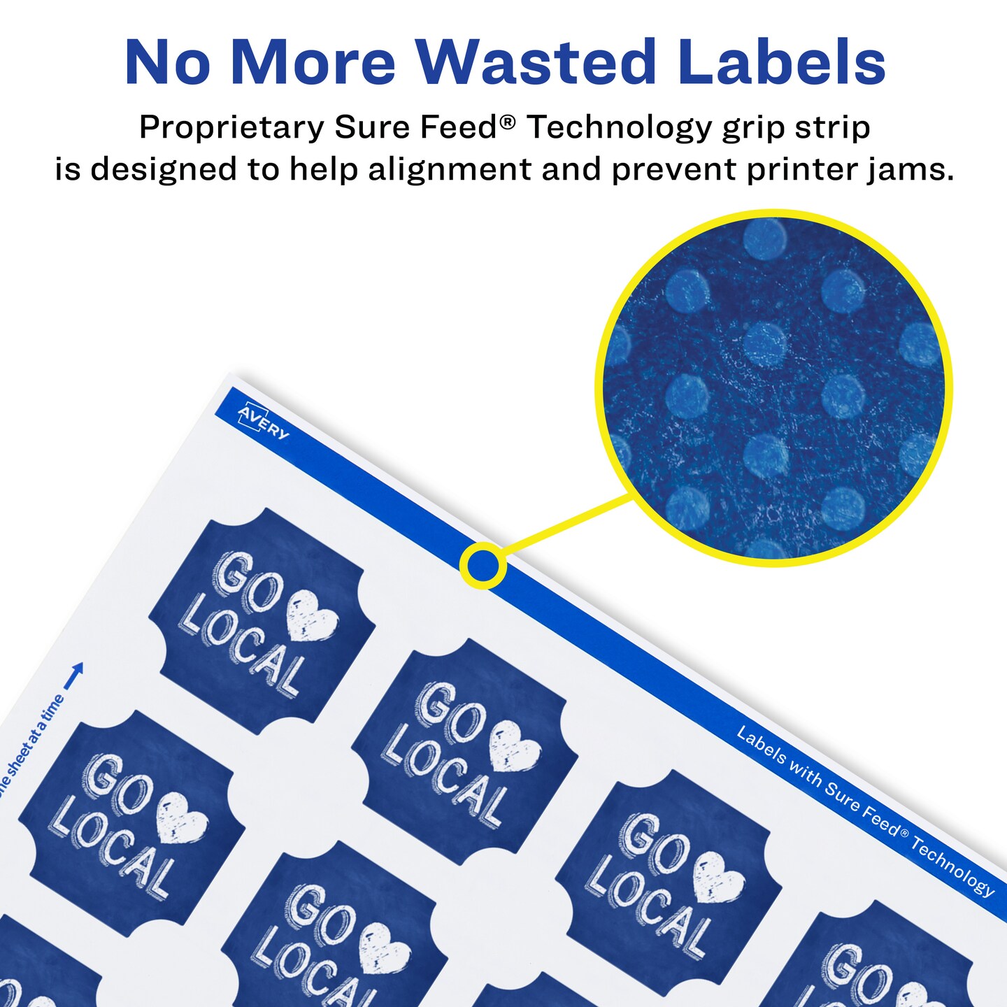 Avery Glossy White Square Scalloped Labels with Sure Feed, 1-5/8&#x22; x 1-5/8&#x22;