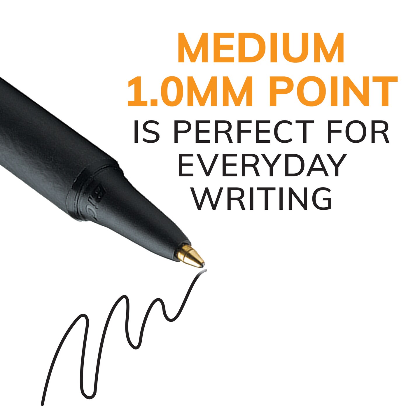 BIC Soft Feel Black Retractable Ballpoint Pens, Medium Point (1.0mm), 12-Count Pack, Black Pens With Soft-Touch Comfort Grip