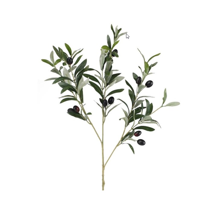 28" Artificial Olive Branch Spray | Faux Greenery Stem with Black Olives for Home & Floral Decor (FS3410)