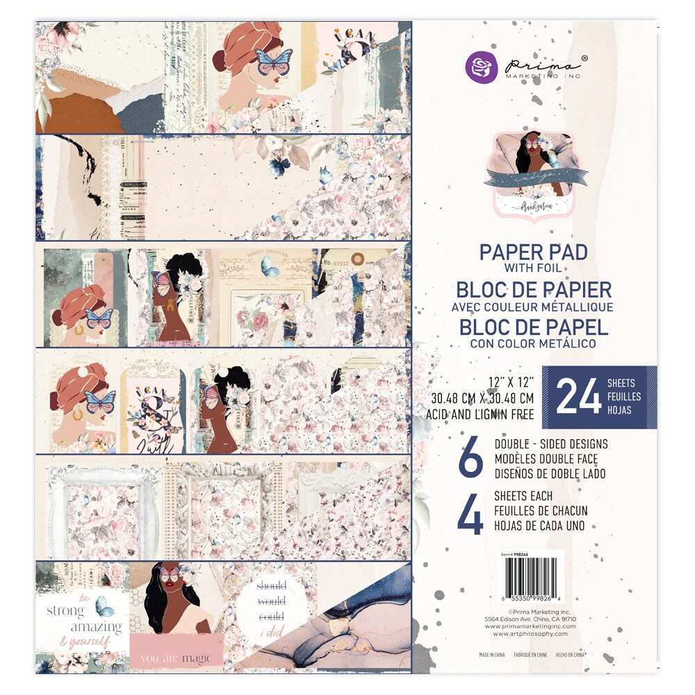 Indigo Collection 12X12 Paper Pad - 24 sheets w foil