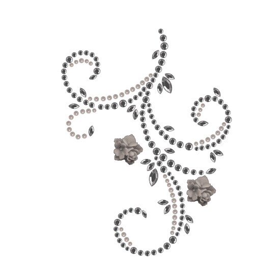 Say It In Crystals And Pearls W Flower Blk Diamond