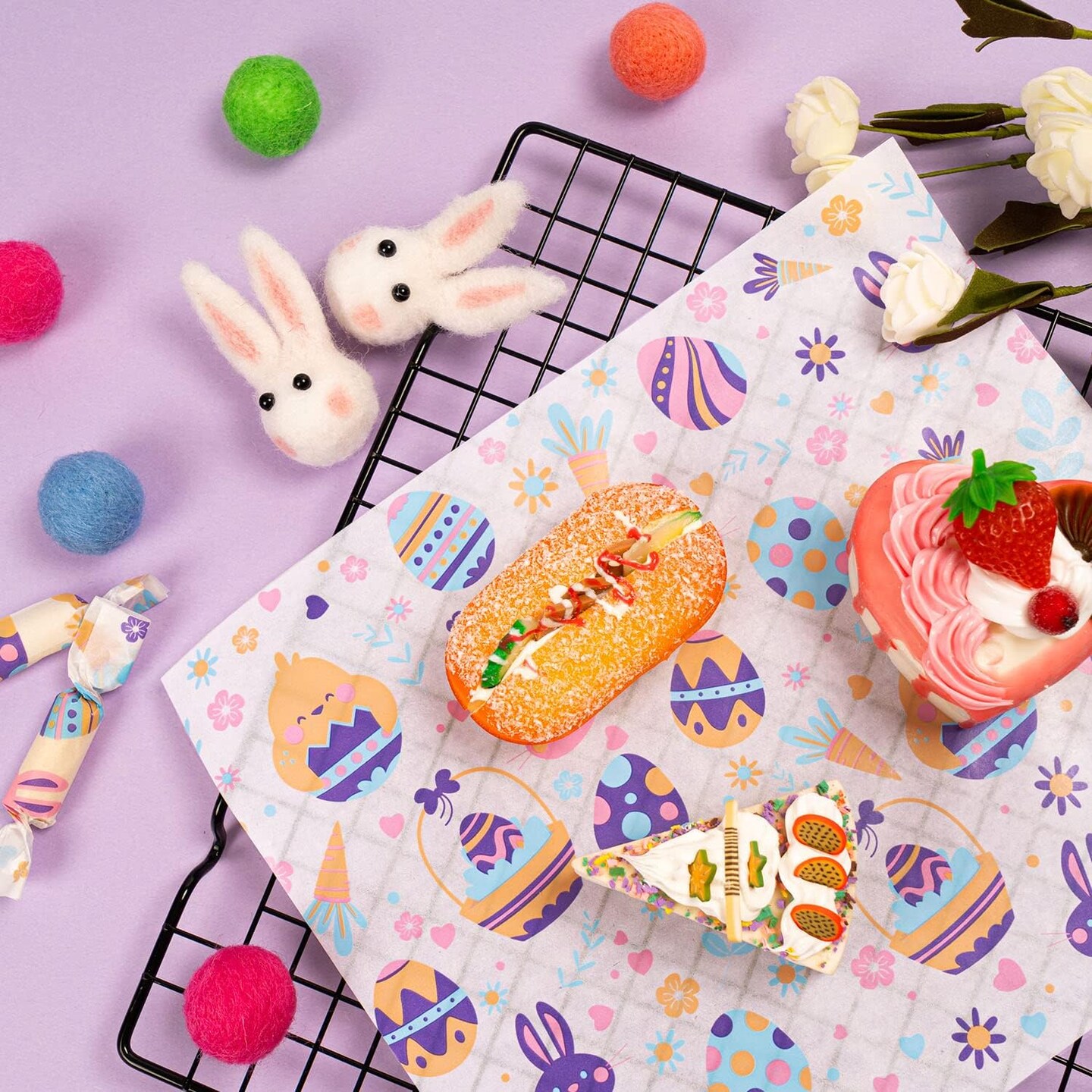 100 Pcs Easter Wax Paper for Food, Waterproof Oil-proof Parchment Paper Sheets, Wax Paper Sheets Deli Paper Sandwich Wrap