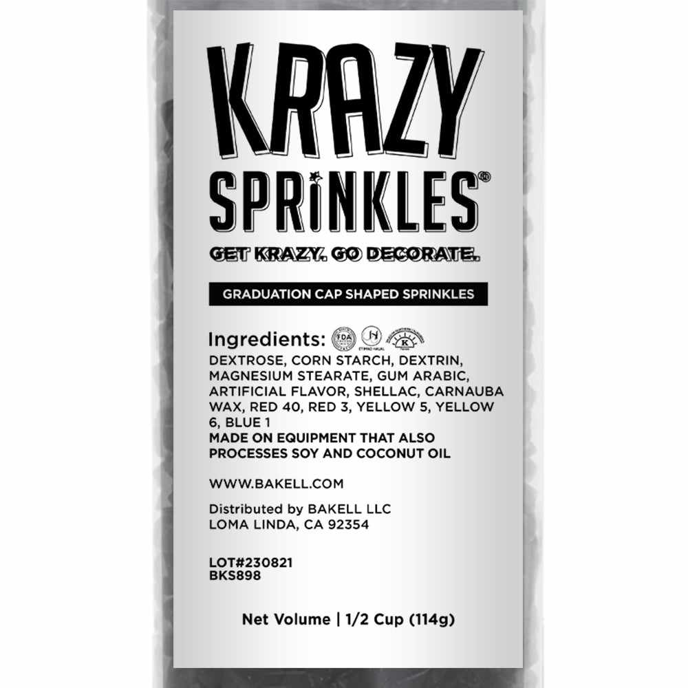 Krazy Sprinkles - Graduation Cap (1/2 Cup, 1x Jar) for Cakes, Ice Cream &#x26; Cookies
