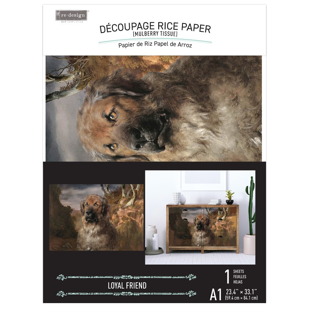 Redesign A1 Decoupage Rice Paper (Mulberry Tissue Paper) &#x2013; Loyal Friend - 23.4&#x2033;X33.1&#x2033;