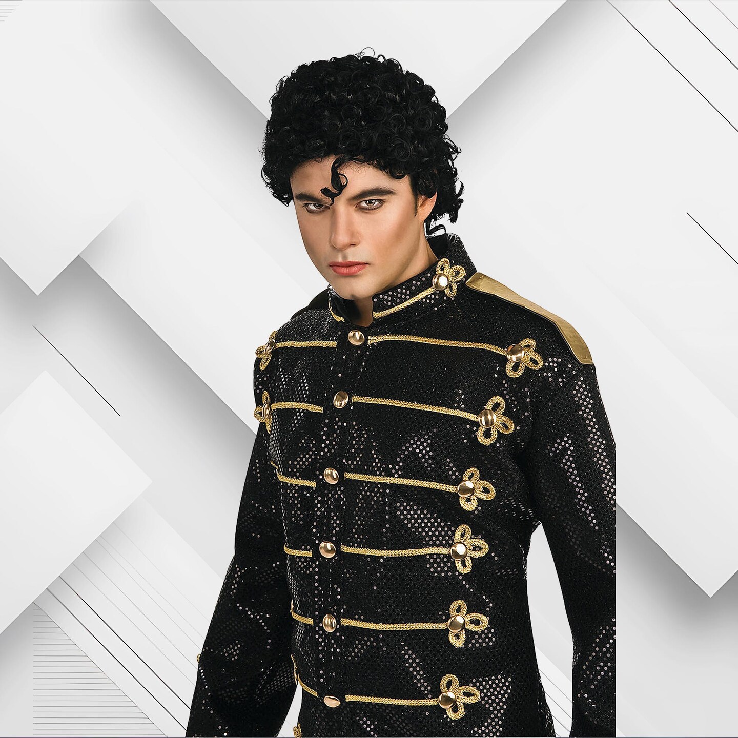 Mens Michael Jackson Costume Military Style Sequin Jacket Adult Outfit