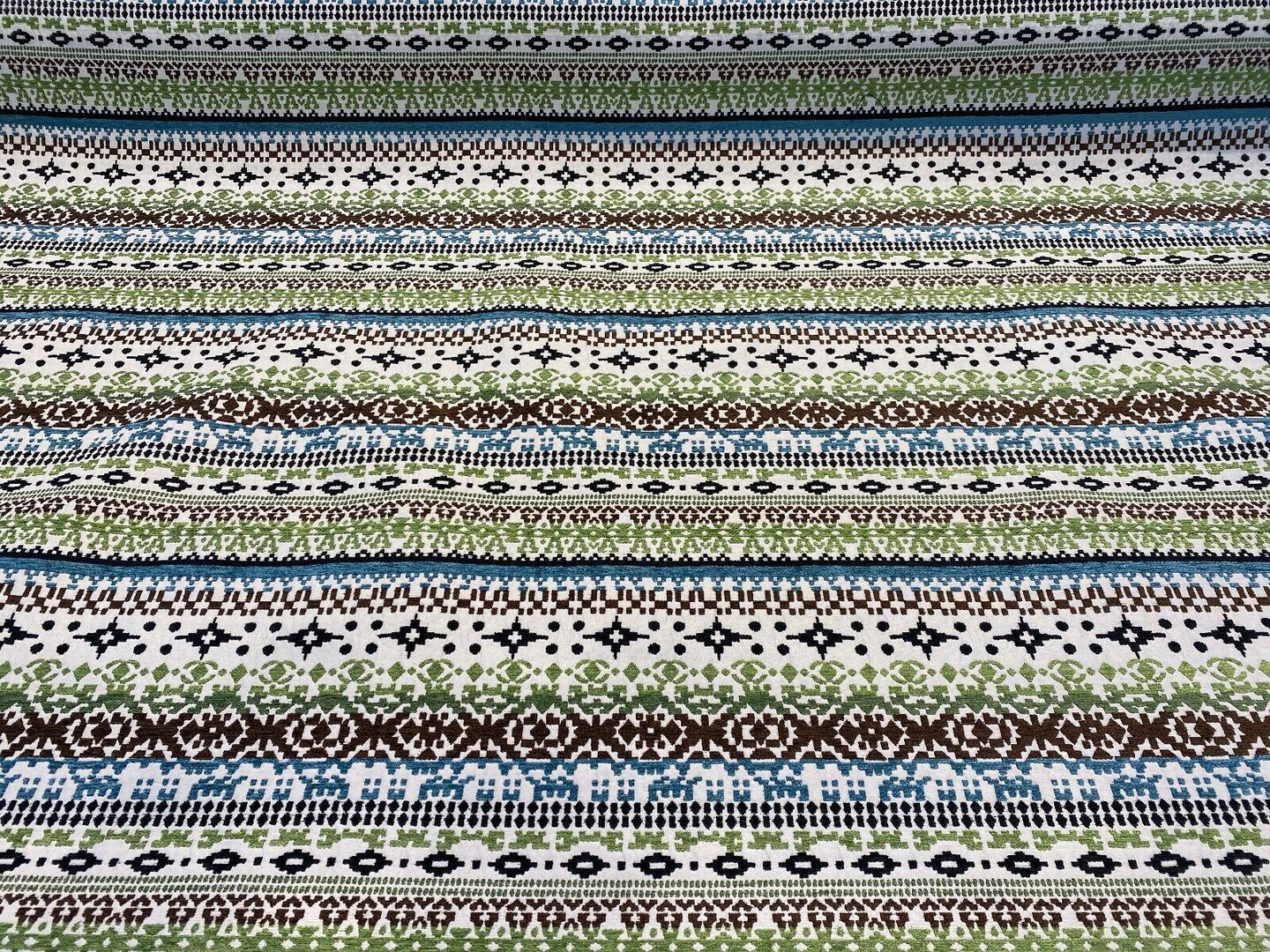 1 Yard Green Blue Stripe Chenille Tapestry Upholstery Fabric 56" Width 100% Polyester