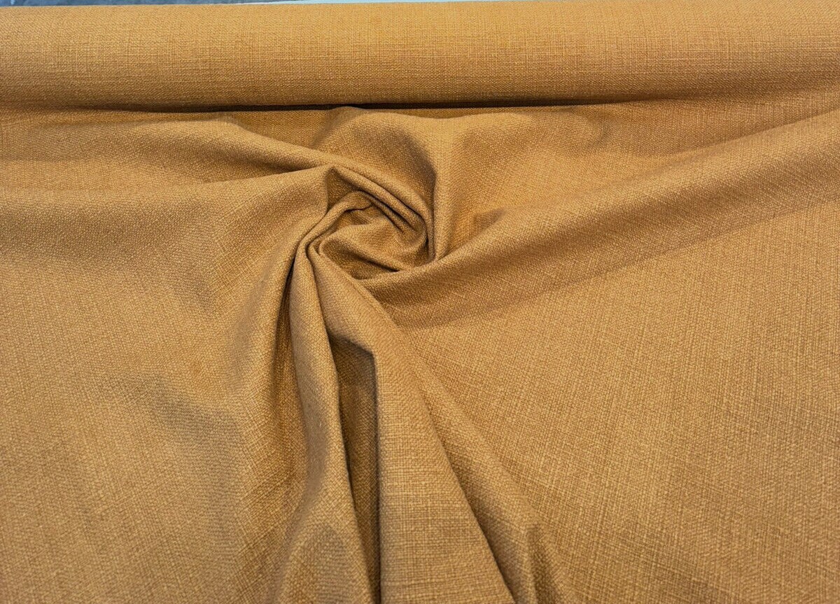 1 Yard Golden Brown Linen Cotton Slub Upholstery Fabric 54 Inches Wide