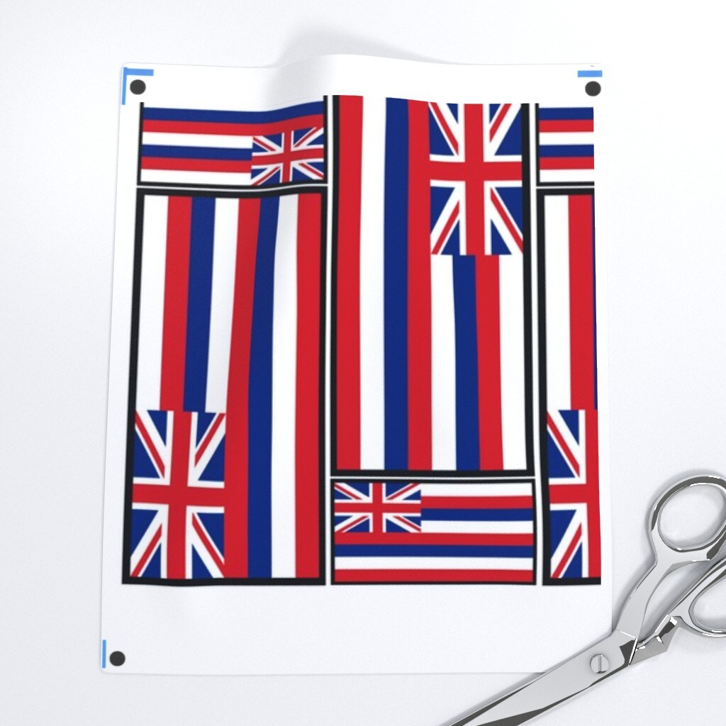 Hawaiian Flag White Blue Red Hawaii Custom Printed Fabric by Spoonflower Various Fabrics by the Yard or Fat Quarter