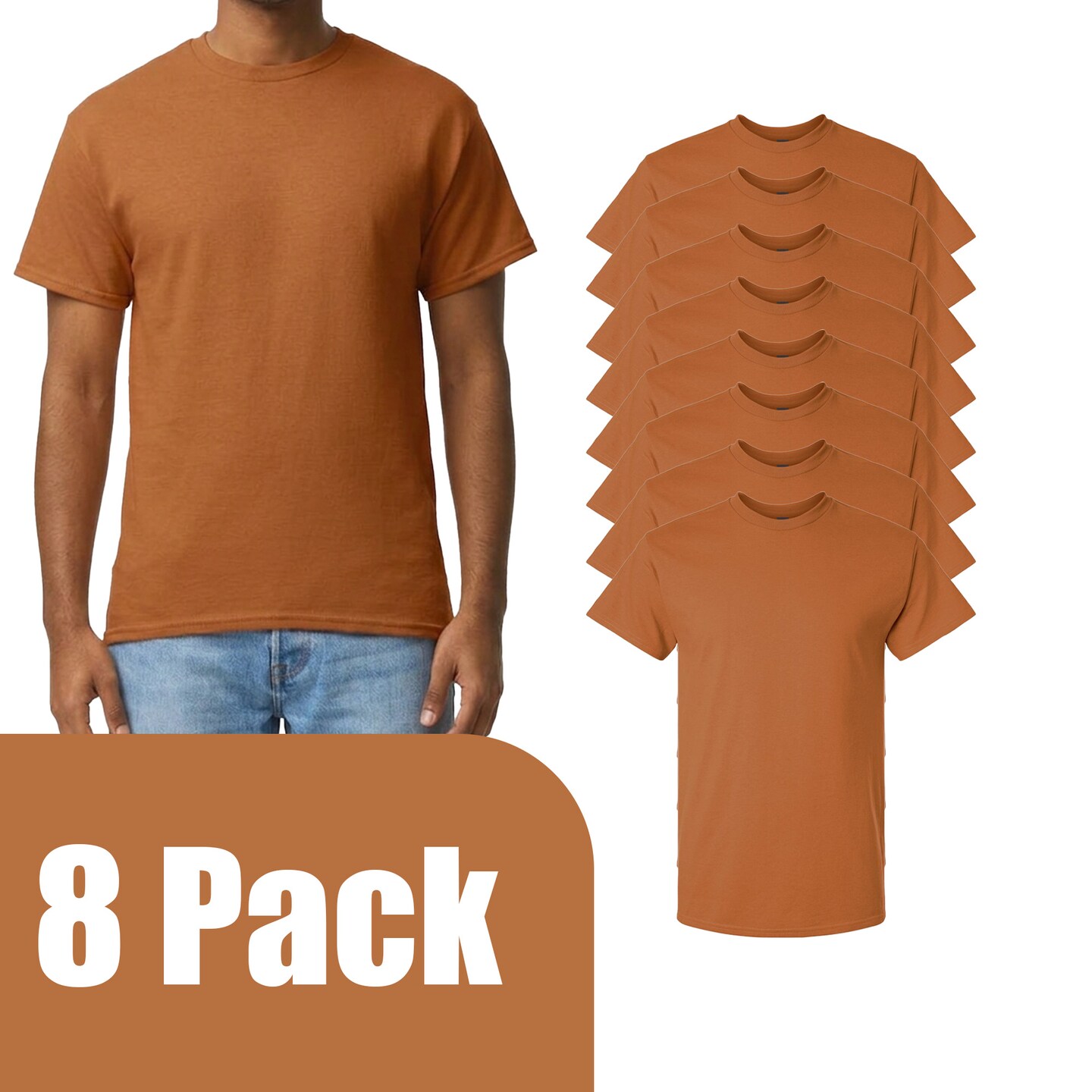 Gildan Men's Ultra Cotton Short Sleeve T-Shirt, Texas Orange Blank Tee for DIY Projects (2-14 Pack)
