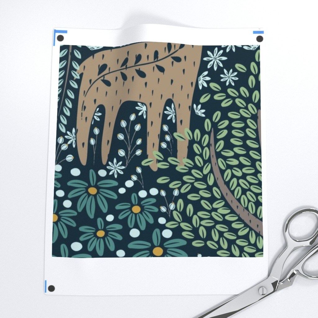 Blue Woodland Botanical Green Trees Deer Rabbit Fox Squirrel Flora Fauna Nature Wildlife Custom Printed Fabric by Spoonflower Various Fabrics by the Yard or Fat Quarter
