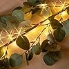 Lighted Artificial Eucalyptus Garland 6FT – 96 LED Battery Operated Faux Vine with Timer for Wedding, Spring, Backdrop & Wall Decoration (EUCALYPTUS)