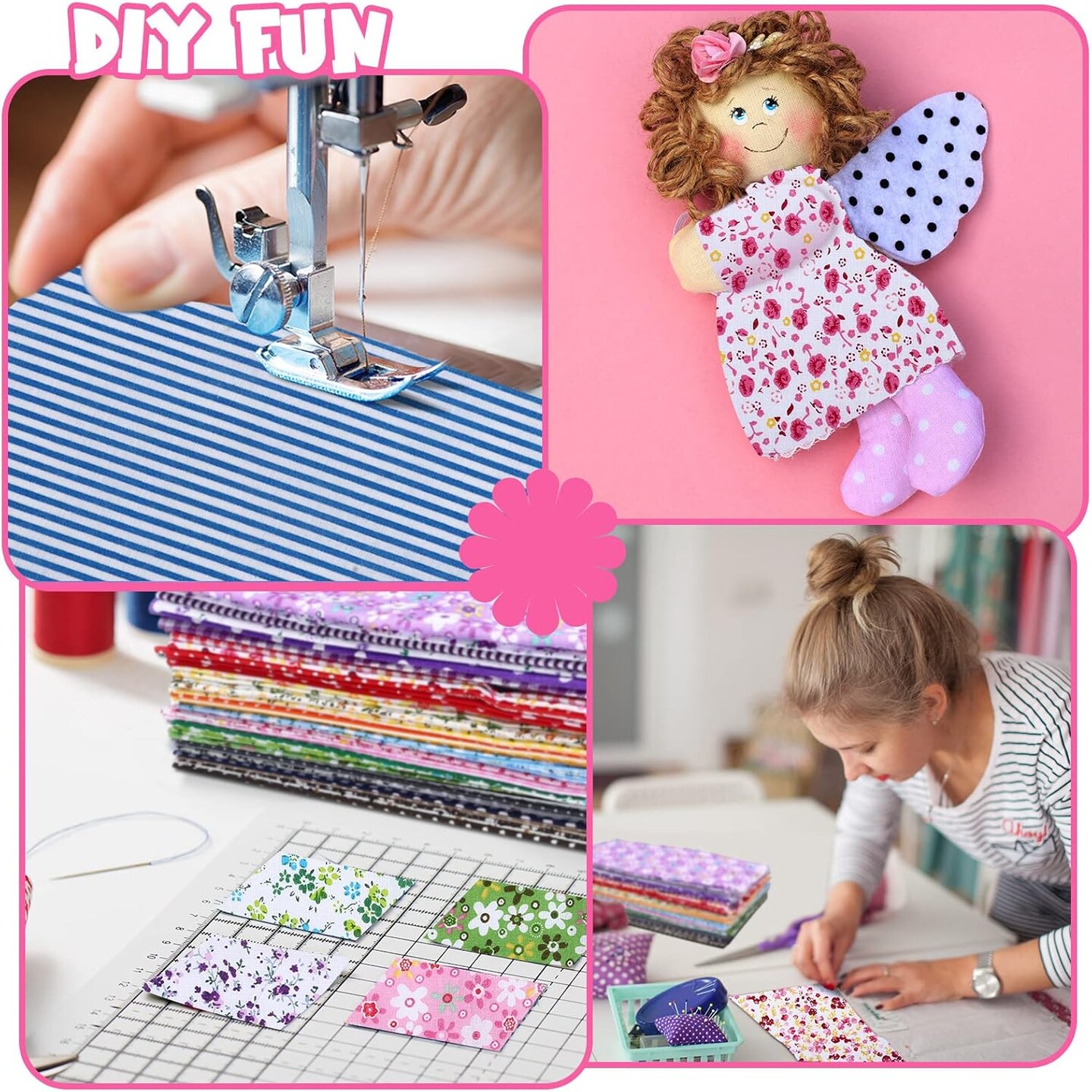 100 Pcs 10 x 10 Inch Cotton Fabric Squares Multicolor Precut