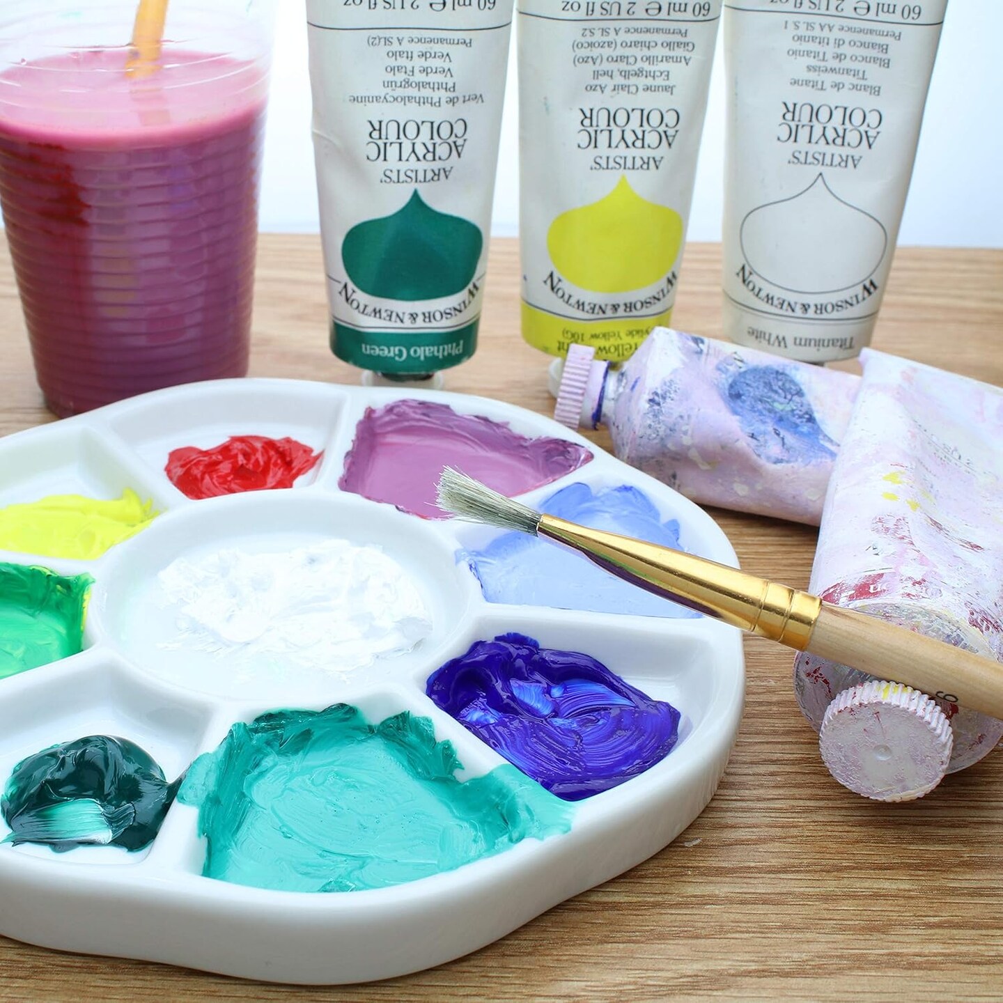 The Beadsmith Ceramic Mixing Palette, Sunflower Design Bead Tray, Arts & Crafts Accessories Organizer, 5.5' x 5.5' x .5', 9 Compartments (1 Palette)