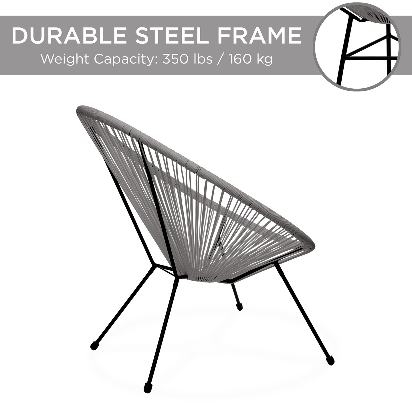 Best Choice Products 3-Piece All-Weather Patio Acapulco Bistro Furniture Set w/ Rope, Glass Top Table