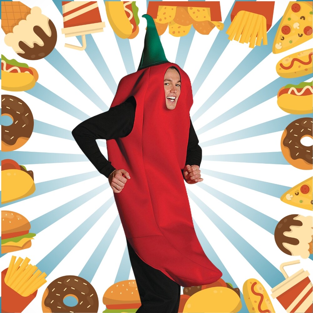 Chili Pepper Costume Spicy Red Food Tunic Funny One Piece Halloween Party Outfit Adult