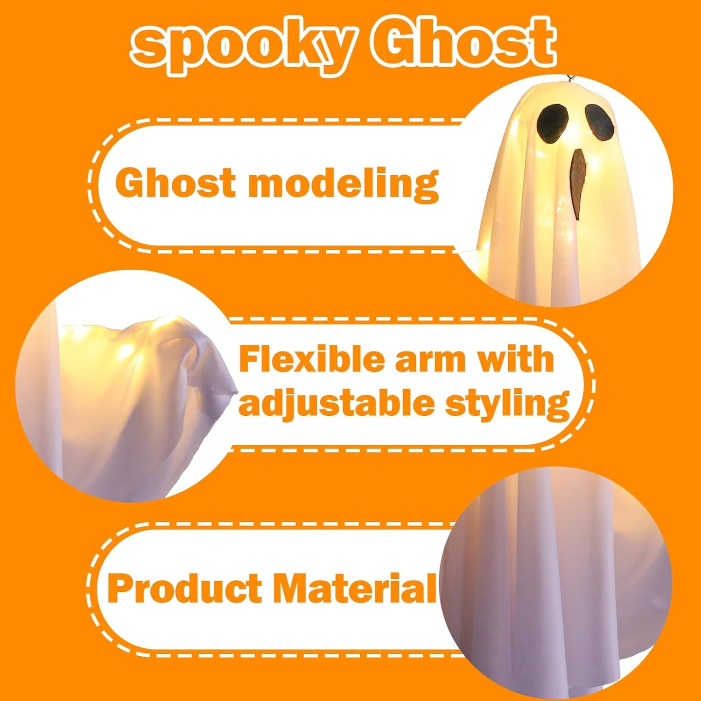 3PCS Halloween Hanging Light up Ghost