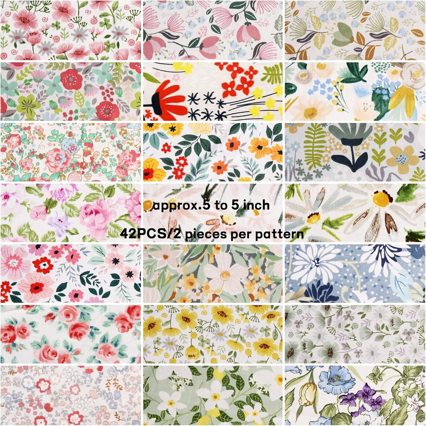Charm Packs Fabric for Quilting 42Pcs 5&#x27;&#x27; Precut Fabric Quilt Squares