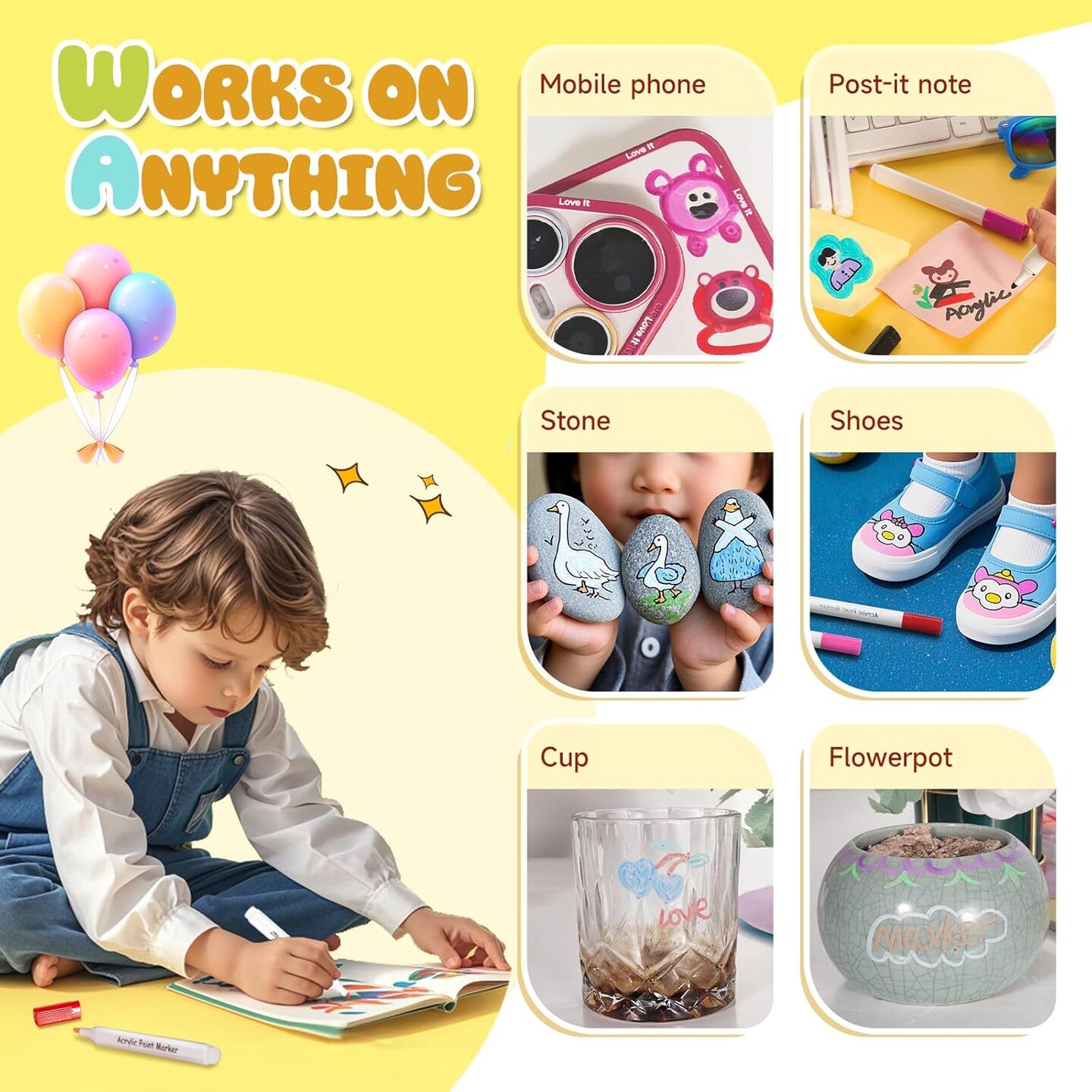 48 Colors Alcohol-Free Acrylic Paint Markers