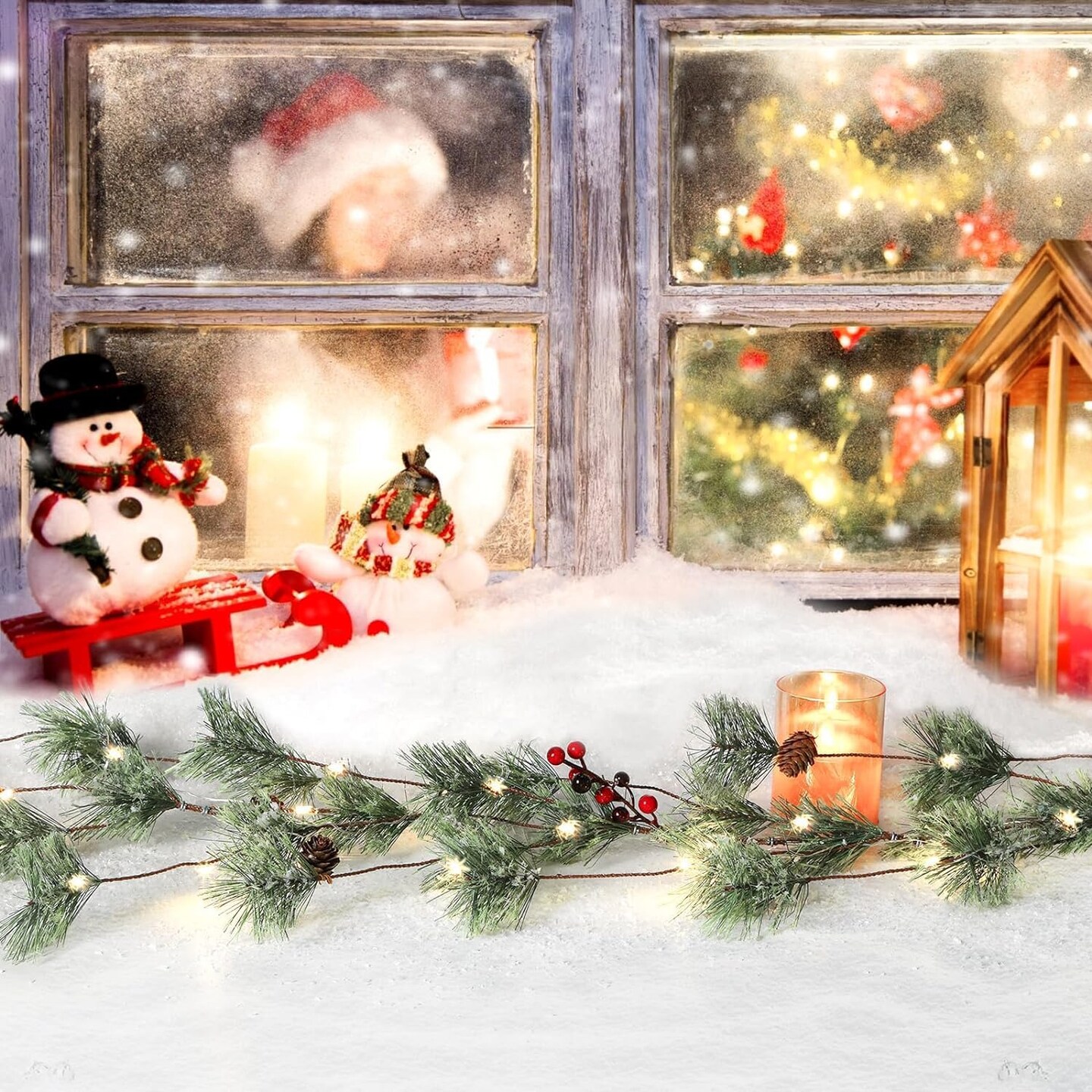 2 Pack 6FT Christmas Garland with Multi-Color Lights