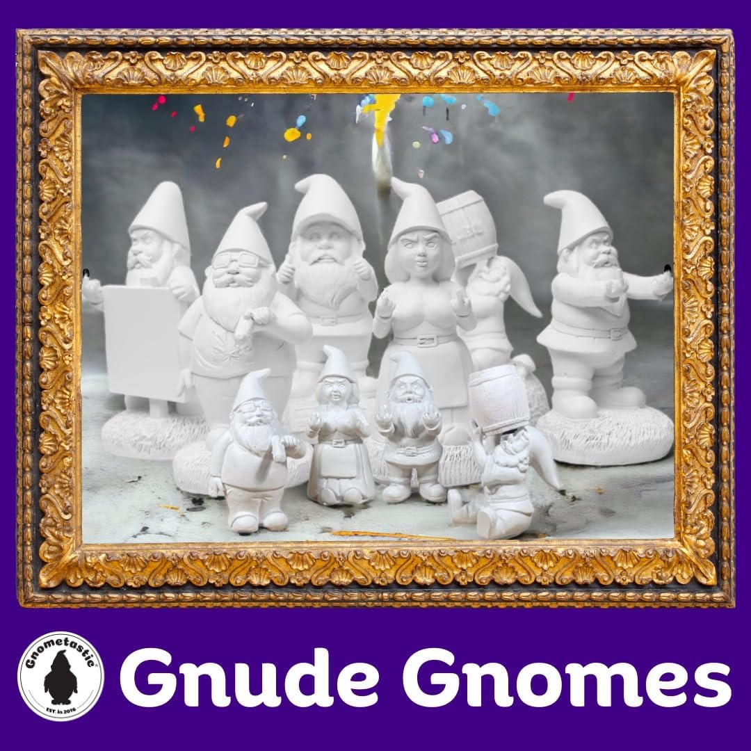 Gnude Gnomes - Unpainted Smoking Gnome, 8.5" Inches - DIY Paint Your Own Gnome