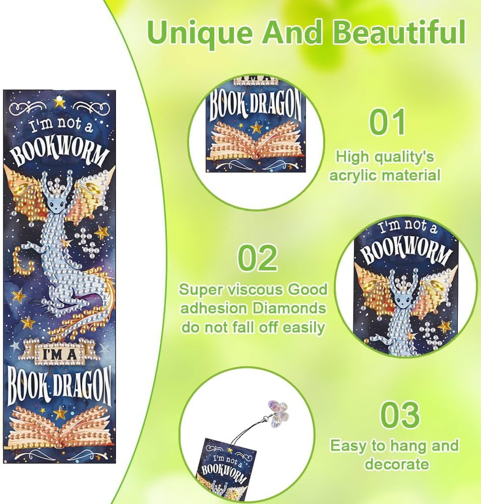 4pcs Diamond Painting Bookmark Kits for Adult(Dragon)