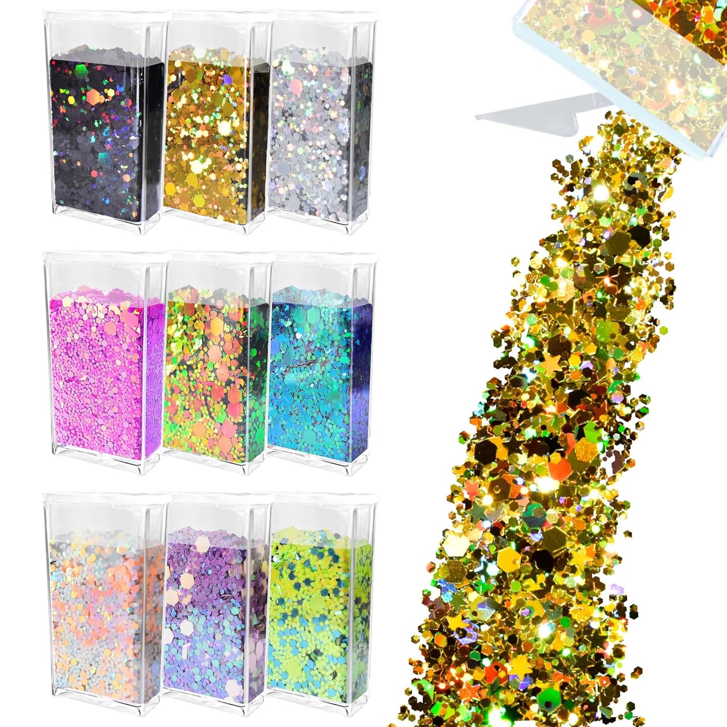 9 Colors 105g Holographic Iridescent Body Glitter Sequins