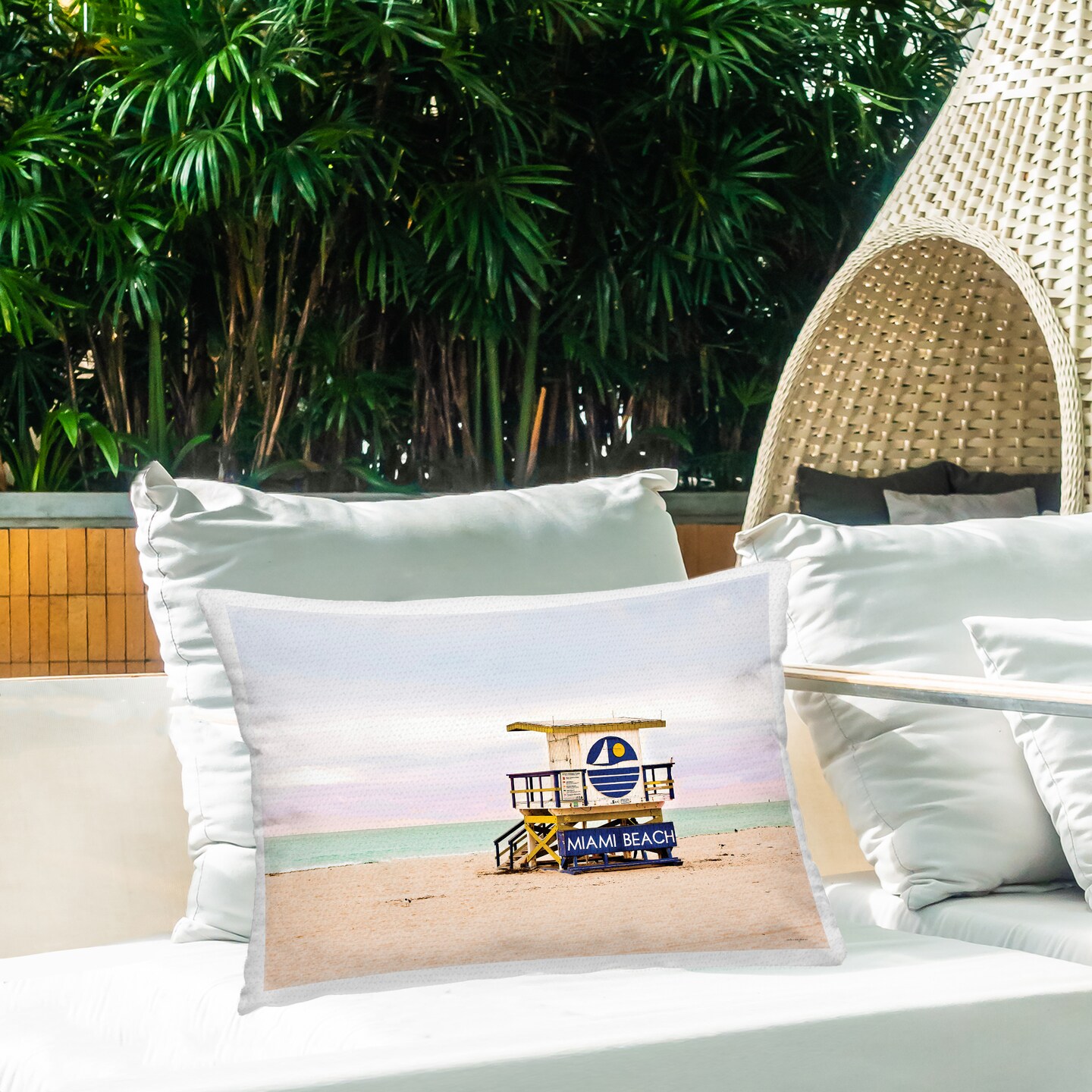 Stupell Industries South Beach Beacon Outdoor Printed Pillow design by Seven Trees Design, 14 x 7 x 20