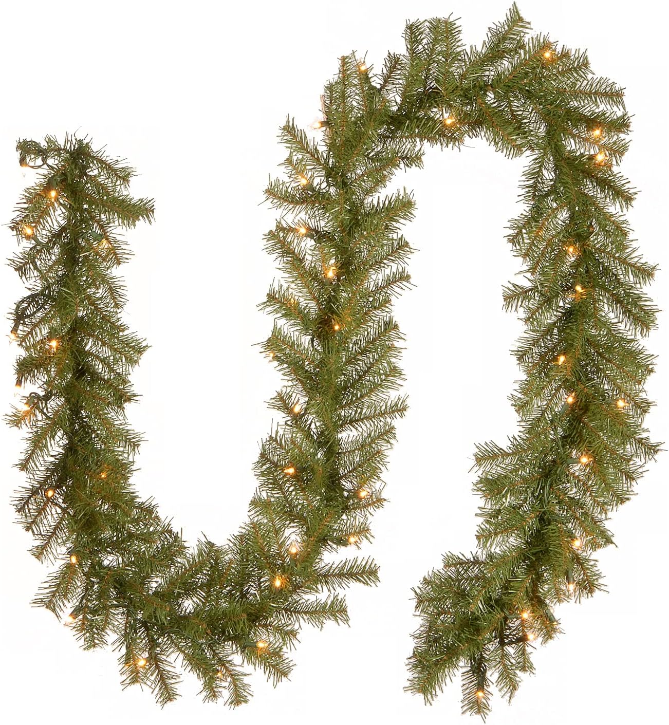 9 Feet -Pre-Lit Artificial Christmas Garland, Green, Norwood Fir, White Lights
