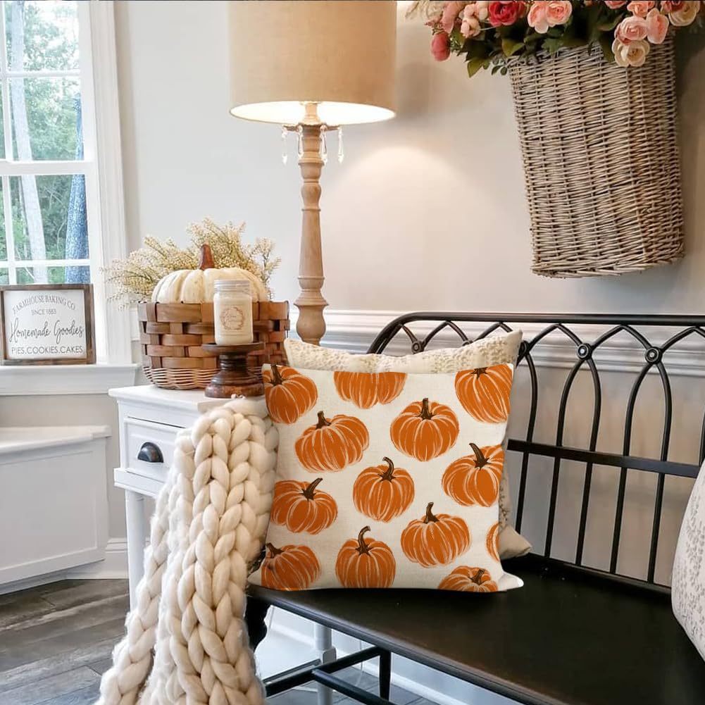 Set of 2 - Fall Pillow Covers 20x20 Inch (20&#x22; x 20&#x22;