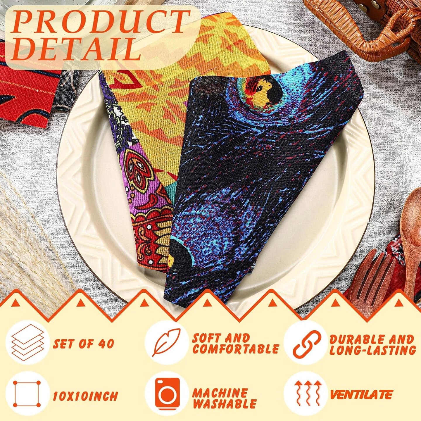 40 Pcs 10 x 10 Inch African Print Fabric Indian Cotton