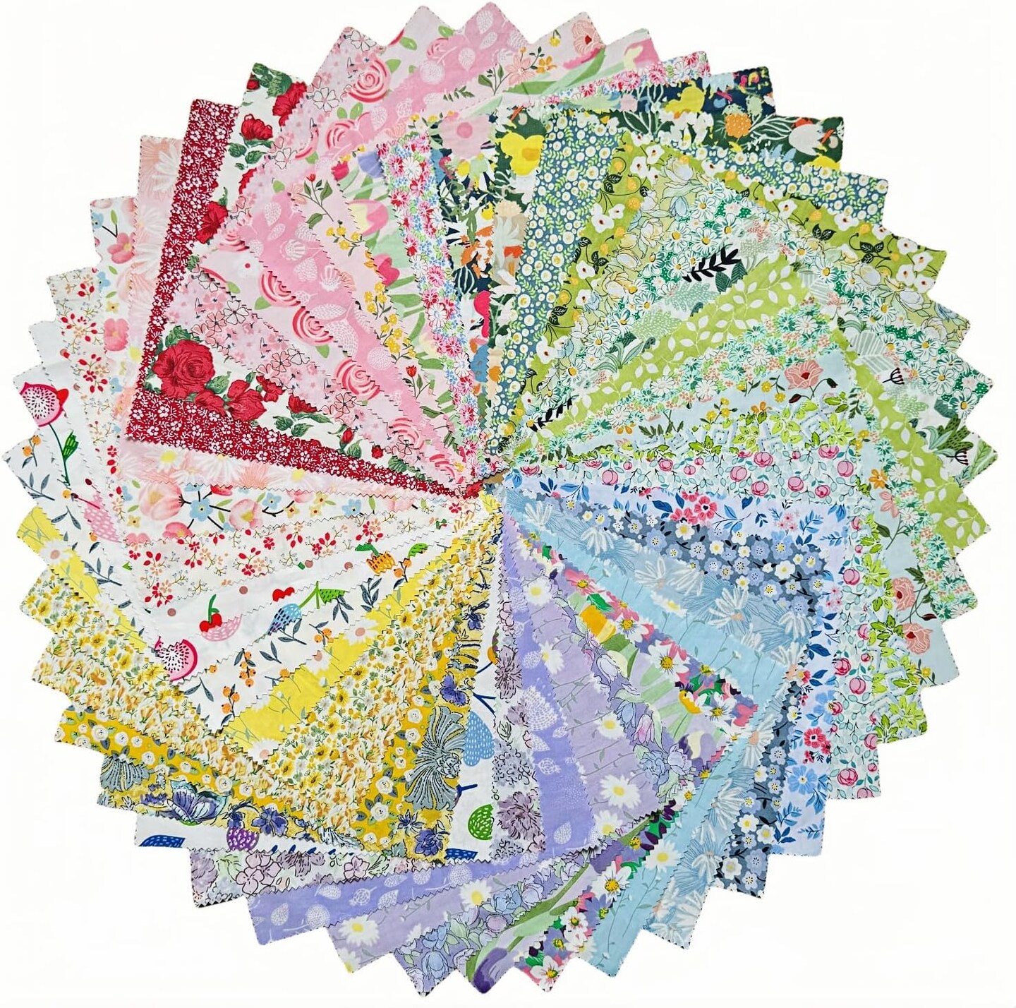 Precut Fabric 10 inch Squares for Quilting Crafts, Multi-Color