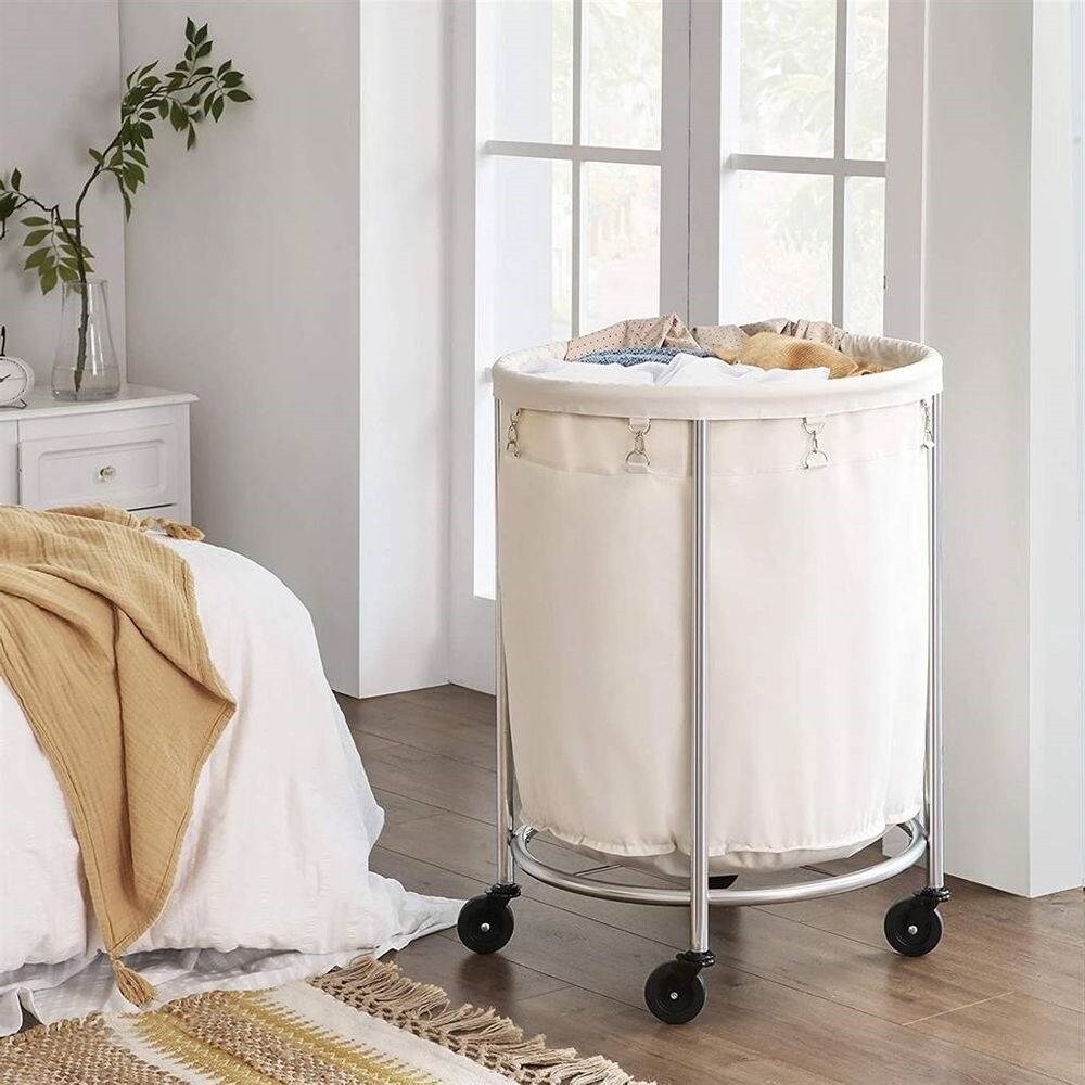 45-Gallon Laundry Hamper with Rolling Wheels and Powder-Coated Frame Included Fabric Bag