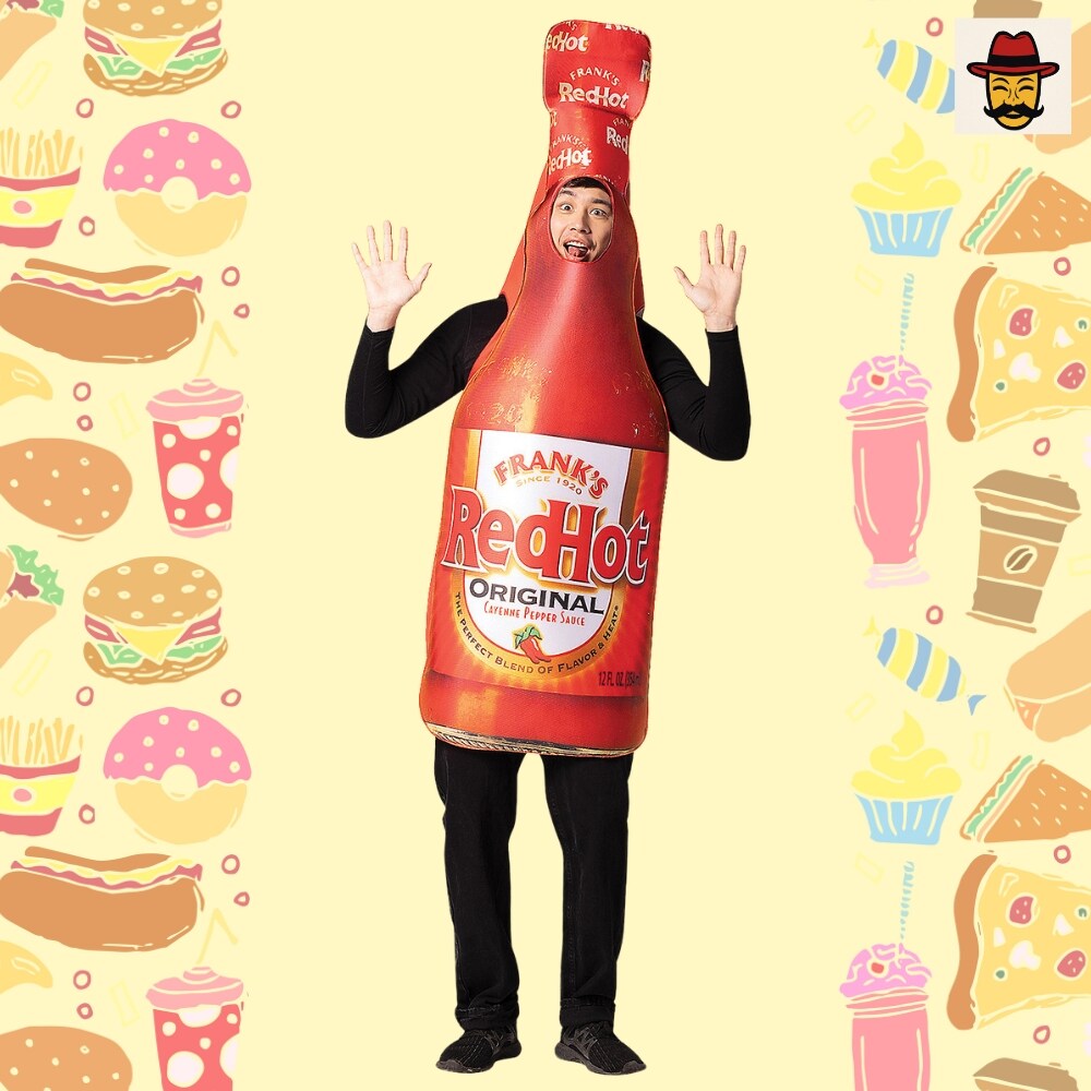 Franks Red Hot Bottle Costume Featuring a Photorealistic Foam Tunic