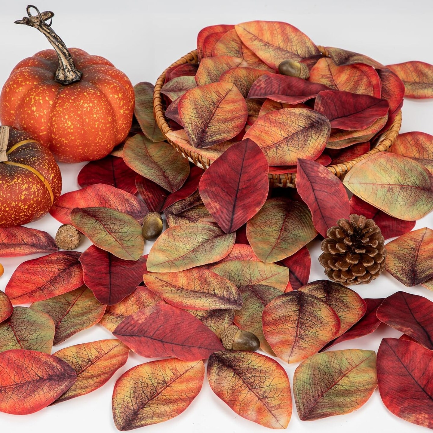 200 PCS Fall Leaves Assorted Color Artificial Magnolia Leave