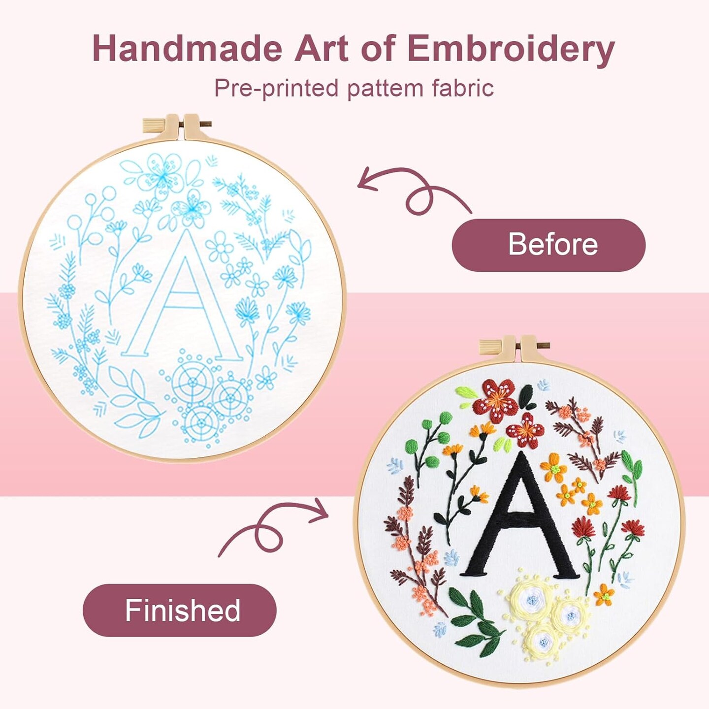 Cute Cat Embroidery Kits for Beginners, Adults Starter Cross Stitch Kit with Funny Animal Pattern