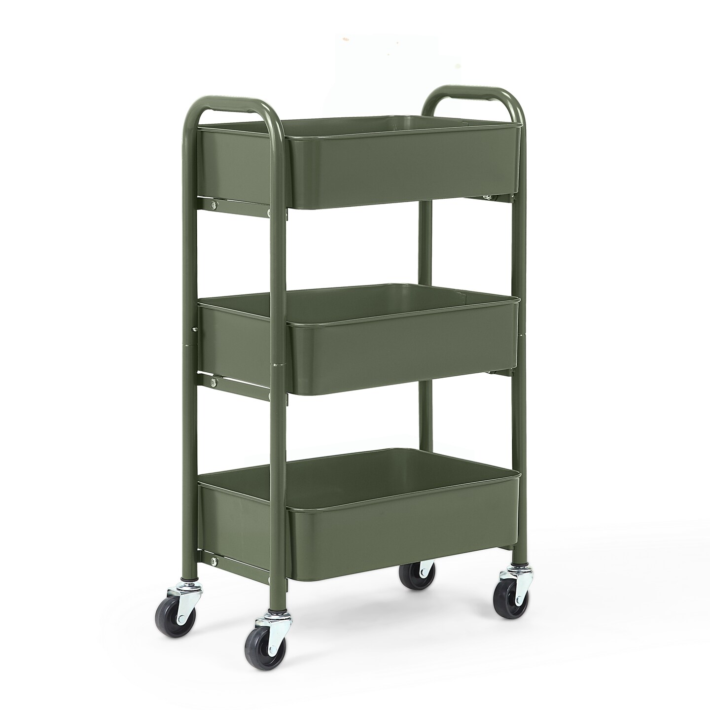 3-Tier Rolling Metal Storage Cart &#x2013; Kitchen &#x26; Under Desk Organizer with Casters