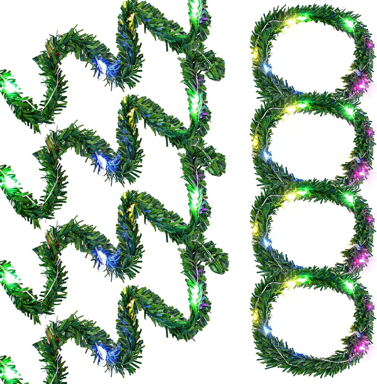 8 Pcs Dollhouse Miniature Christmas Garland with Lights Christmas