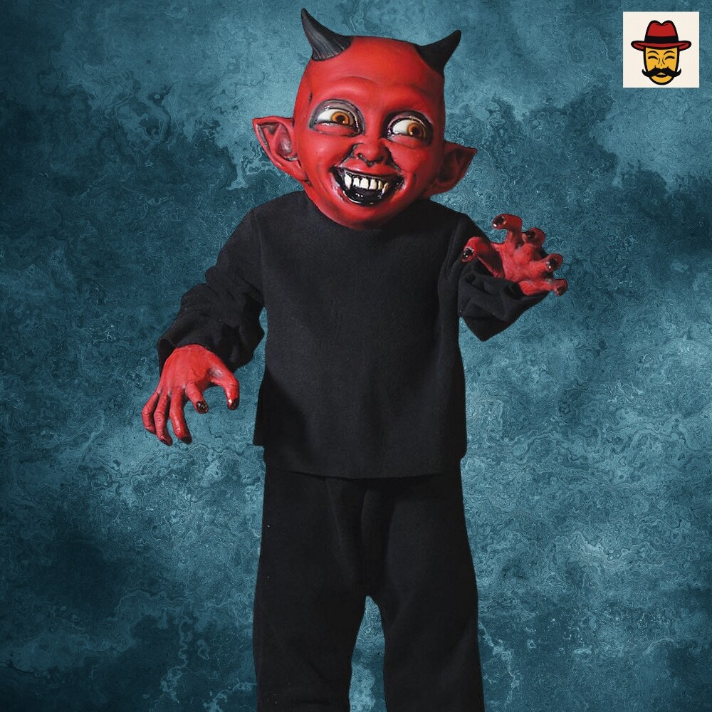 3.1 Feet Tall Little Devil Monster Kid Costume Poseable Red Imp Figure