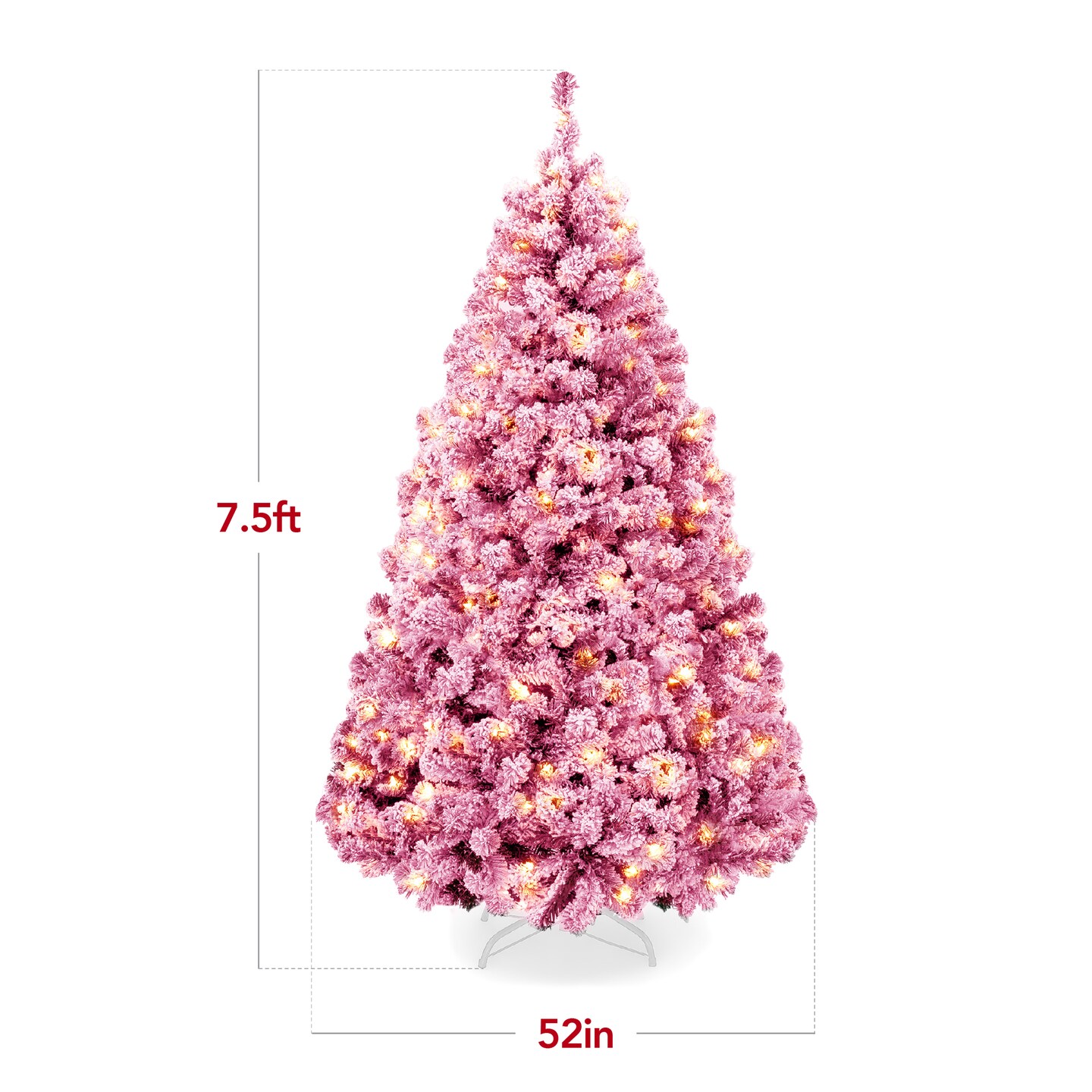 Best Choice Products Prelit Pink Artificial Christmas Tree, Snow Flocked Fir Holiday Decoration