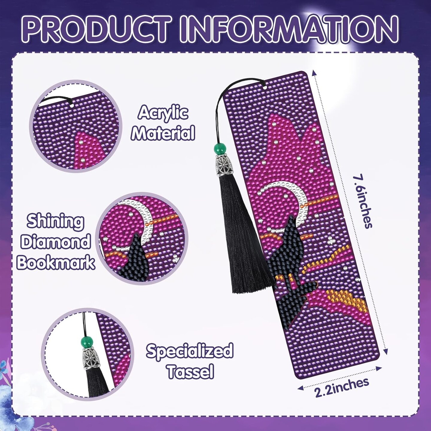 6 Pcs Wild Animal Diamond Painting Bookmarks Kit