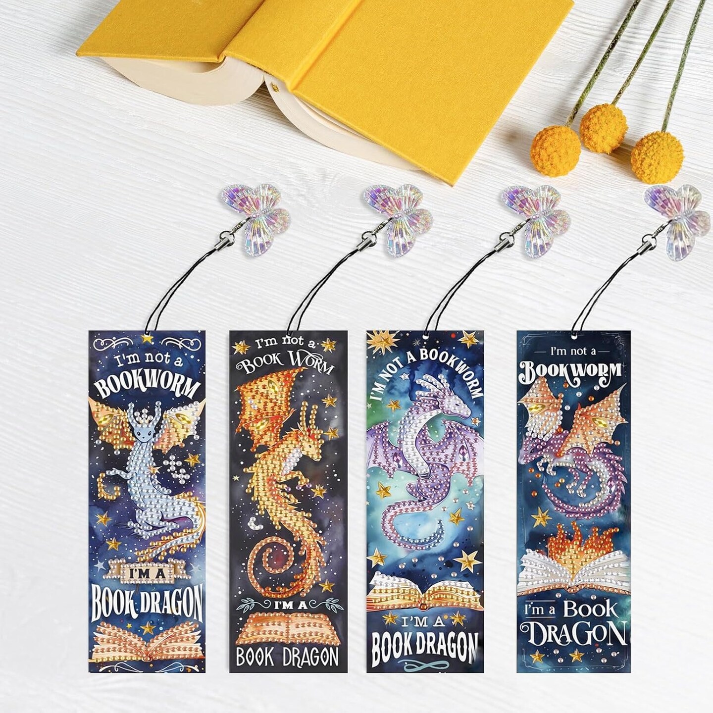 4pcs Diamond Painting Bookmark Kits for Adult(Dragon)