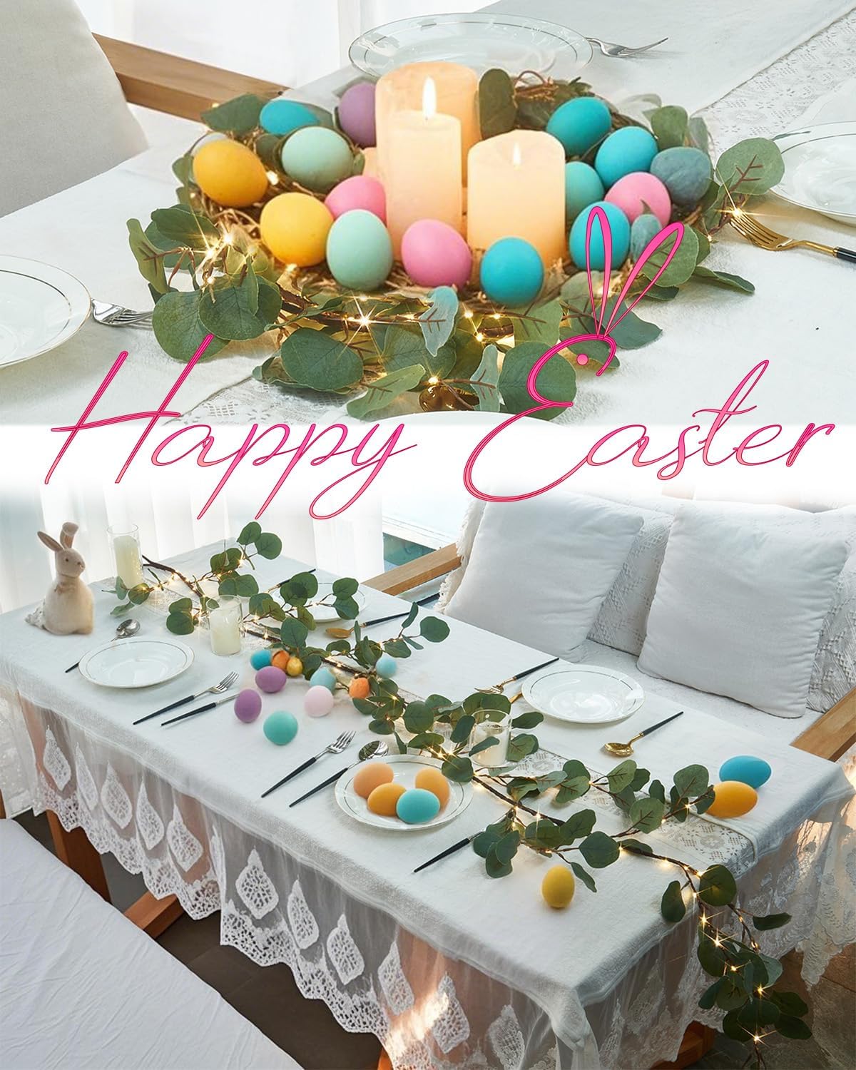 Lighted Twig Eucalyptus Garland 6FT 96 Warm White LED Battery Operated