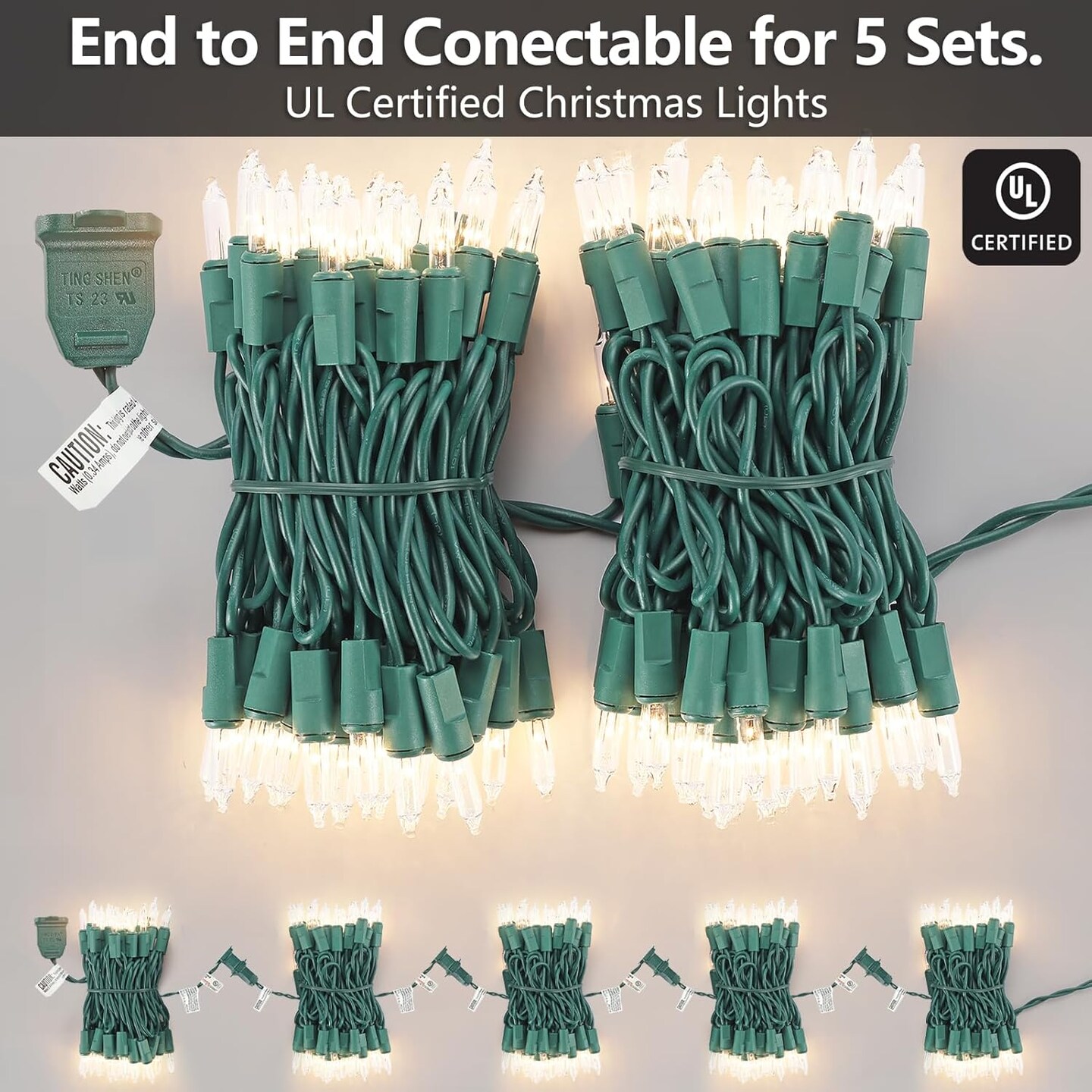 21FT White Christmas String Lights - 100 Count