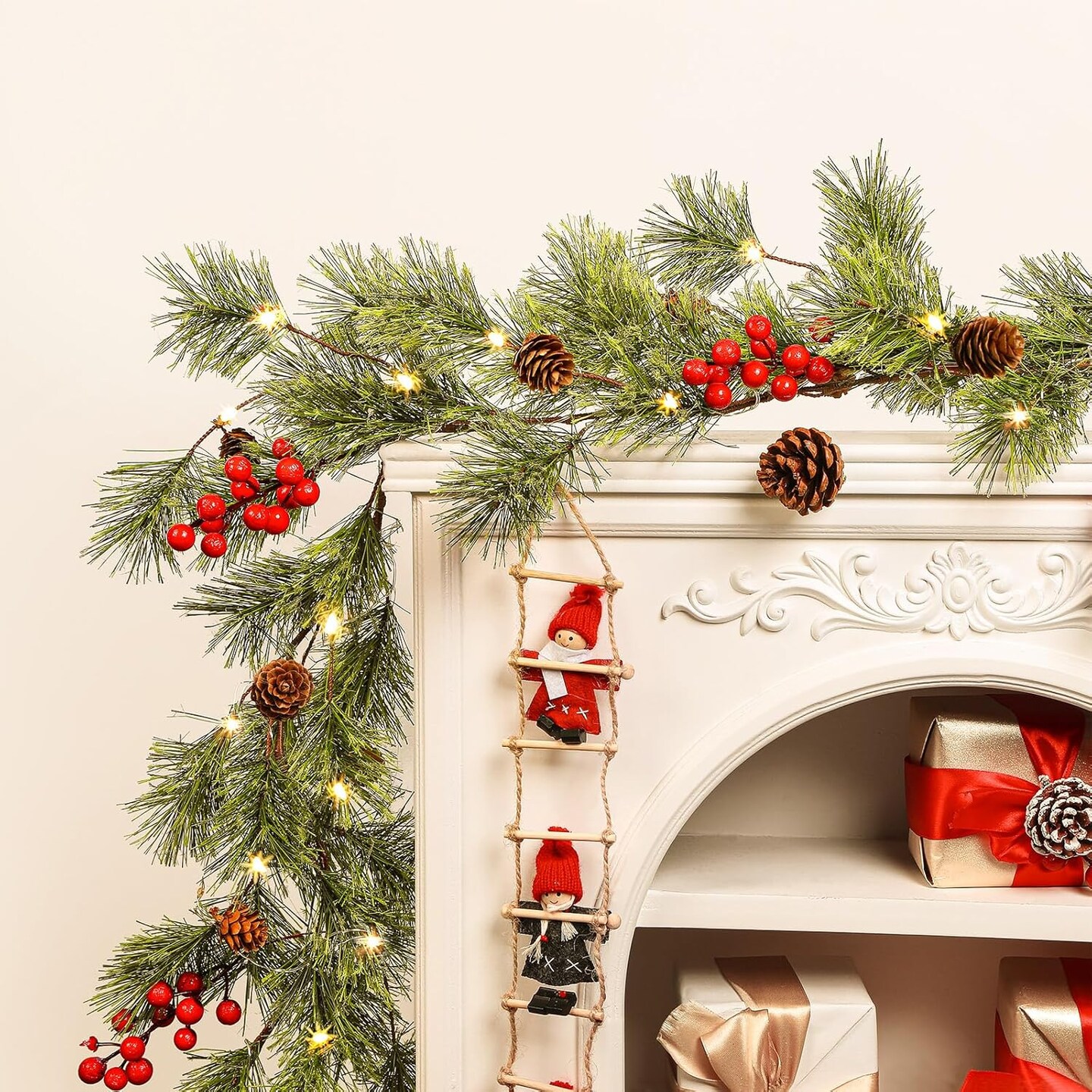 2 Pack 6FT Christmas Garland with Multi-Color Lights