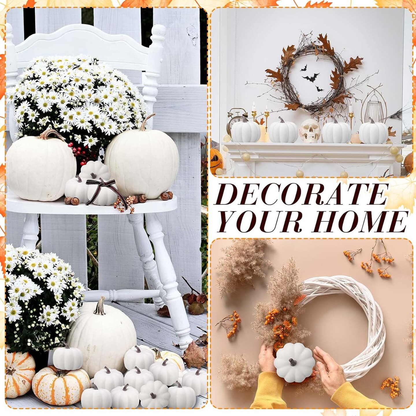 12 Pack 4 Inch Fall Harvest White Artificial Pumpkins - White
